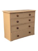 19TH CENTURY VICTORIAN PAINTED CREAM PINE CHEST OF DRAWERS