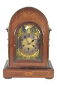 LATE 19TH CENTURY GERMAN INLAID WALNUT JUNGHANS MANTEL CLOCK