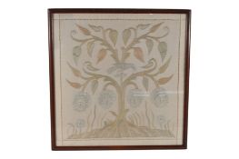 19TH CENTURY FRAMED CREWEL WORK EMBROIDERY