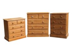 COUNTRY PINE 19TH CENTURY REVIVAL SET OF THREE CHEST OF DRAWERS