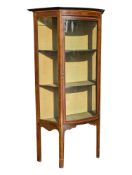 EDWARDIAN BOW FRONTED MAHOGANY INLAID GLAZED DISPLAY CABINET