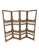 20TH CENTURY ASIATIC / ORIENTAL HARDWOOD STYLE CARVED FOLDING SCREEN