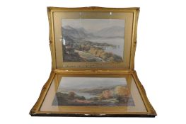 TWO 20TH CENTURY LITHOGRAPH PRINTS OF WATERCOLOUR LANDSCAPES