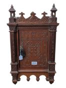 19TH CENTURY REVIVAL CARVED GOTHIC WALL CABINET