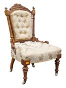 VICTORIAN 19TH CENTURY WALNUT BEDROOM / SALON CHAIR