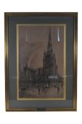 LATE 19TH CENTURY LITHOGRAPHIC PRINT OF THE CHURCH OF ST. MARY REDCLIFFE