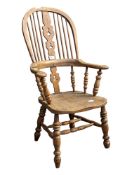 VICTORIAN LATE 19TH CENTURY BEECH & ELM WINDSOR ARMCHAIR