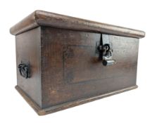 18TH CENTURY OAK & EBONY STENCIL DECORATION BIBLE BOX CASKET CHEST