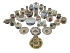 COLLECTION OF 30 MAJ. SILVER RIMMED SOUVENIR AND CRESTED WARE
