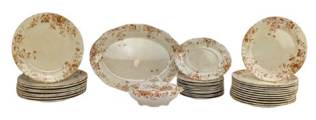 BALMORAL - 19TH CENTURY VICTORIAN PART CERAMIC TRANSFER PRINTED DINNER SERVICE