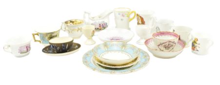 MIXED COLLECTION OF 19TH/20TH C. PORCELAIN TEA CUPS INCLUDING WEDGWOOD