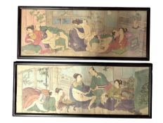 TWO MEIJI JAPANESE SHUNGA EROTIC COLOUR WOODBLOCK PRINTS