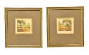 JO BARRY - TWO SMALL COLOURED ETCHINGS ON PAPER