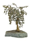 LARGE MOSS AGATE COLOUR GEM STONE TREE ON STONE