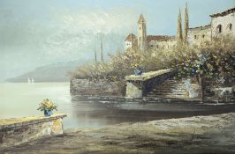 FRANK HARTLEY (20TH CENTURY) - LAND AND SEA SCAPE - OIL ON CANVAS PAINTING