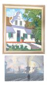 PAIR OF 20TH CENTURY POINTILISM STYLE OIL ON BOARD PAINTINGS