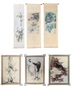 COLLECTION OF FIVE 20TH CENTURY CHINESE SCROLL PAINTINGS 20世纪国画六幅