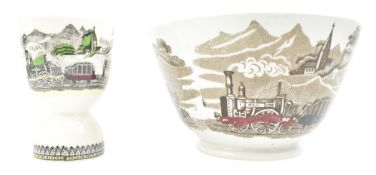 VICTORIAN TRANSFER PRINTED CERAMIC RAILWAY RELATED ITEMS