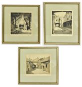 SAM GARRATT - THREE MID CENTURY DRYPOINT ETCHINGS, FRAMED & GLAZED