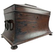 19TH CENTURY ROSEWOOD SARCOPHAGUS TEA CADDY BOX