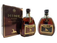 TWO HINE'S VIEILLE FINE COGNAC BOTTLES, V.S.O.P. & NAPOLEON