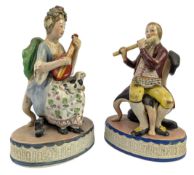PAIR OF 19TH CENTURY PRE 1830S STAFFORDSHIRE MUSIC FIGURES