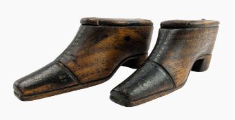 TWO GEORGE III LATE 18TH CENTURY C. 1780 TREEN SNUFF SHOES