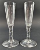 PAIR OF GEORGE III 18TH CENTURY HAND BLOWN FLUTED ALE DRINKING GLASSES