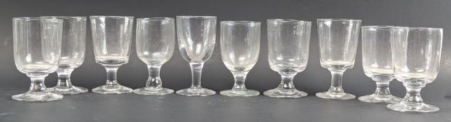 TEN GEORGE III 18TH CENTURY & LATER HAND BLOWN GLASS WINE DRINKING GOBLETS