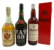 TWO BOTTLES OF SCOTCH WHISKY, HAIG & VAT 69 & A BOTTLE OF BRANDY (3)