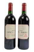 TWO 1990 CHATEAU LYNCH BAGES GRAND CRU CLASSE WINE BOTTLES