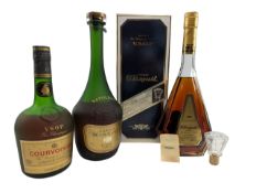 THREE FRENCH V.S.O.P. & NAPOLEON COGNAC BOTTLES, BISQUIT, COURVOISIER & OTHER