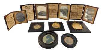 FOUR EARLY 19TH CENTURY DAGUERREOTYPES ON GLASS PORTRAIT PHOTOGRAPHS & MORE