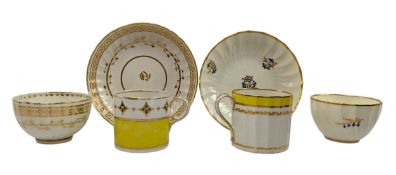 SELECTION OF LATE 18TH / EARLY 19TH CENTURY CROWN DERBY PORCELAIN CUPS & SAUCERS