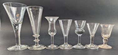 SEVEN GEORGE III 18TH CENTURY & LATER HAND BLOWN DRINKING GLASSES