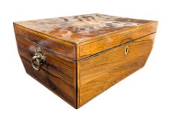 19TH CENTURY WALNUT INLAID LADIES' WORKBOX/SEWING BOX