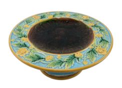 GEORGE JONES POSSIBLY FOR MINTON MAJOLICA MINIATURE TAZZA