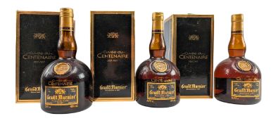 THREE GRAND MARNIER LIQUEUR CUVEE DU CENTENAIRE BOTTLES IN BOXES