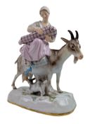 MEISSEN GERMAN HAND PAINTED PORCELAIN FIGURE OF THE WELSH TAILOR'S WIFE