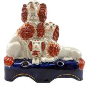 STAFFORDSHIRE POTTERY 19TH CENTURY KING CHARLES CAVALIER SPANIELS INKWELL