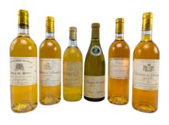 SIX ASSORTED FRENCH WHITE WINE BOTTLES