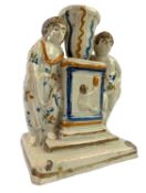 LATE 18TH CENTURY CIRCA 1790 STAFFORDSHIRE PRATTWARE FIGURAL CANDLESTICK