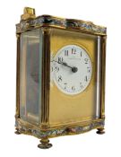 MAPPIN & WEBB, LONDON - FRENCH 19TH CENTURY CHAMPLEVE ENAMEL CARRIAGE CLOCK
