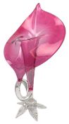 19TH CENTURY URANIUM CRANBERRY GLASS JACK IN THE PULPIT VASE
