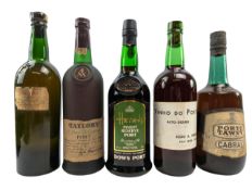FIVE VINTAGE PORT BOTTLES, DOW'S, TAYLOR'S, CABRAL TAWNY PORT & MORE