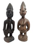 TWO WEST AFRICAN NIGERIAN YORUBA IBEJI CARVED WOOD FIGURES