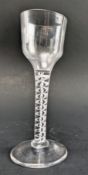 GEORGE III 18TH CENTURY HAND BLOWN AIR TWIST CORDIAL GLASS