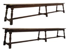 TWO 19TH CENTURY VICTORIAN OAK WOOD FARMHOUSE REFECTORY BENCHES