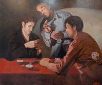 ALEX RENNIE (B. 1977) - THE CARDSHARPS AFTER CARAVAGGIO - 2005 - OIL ON CANVAS