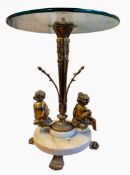 FRENCH LOUIS XVI NEOCLASSICAL STYLE GLASS & MARBLE SIDE OCCASIONAL TABLE